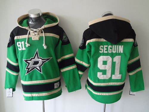 Stars #91 Tyler Seguin Green Sawyer Hooded Sweatshirt Stitched NHL Jersey - Click Image to Close